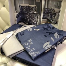 Луксозен спален комплект от памучен сатен, Ливи - Небесно син