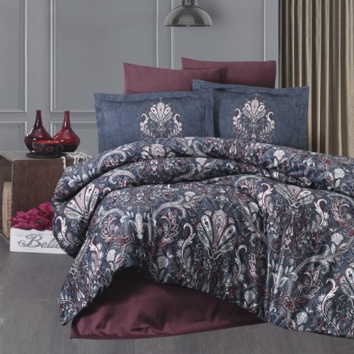 Луксозен спален комплект от памучен сатен, Алерон - Роза