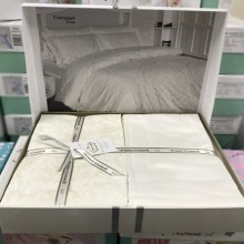 Луксозен спален комплект от памучен сатен, Ванеса - Крем