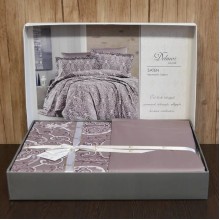 Луксозен спален комплект от памучен сатен, Делимор - Лила