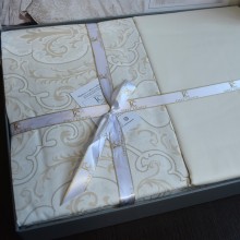 Луксозен спален комплект от памучен сатен, Делимор - Крем