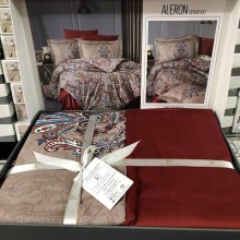 Луксозен спален комплект от памучен сатен, Алерон - Канела
