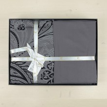 Луксозен спален комплект от памучен сатен, Реджи - Тъмно сив