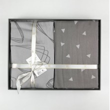 Луксозен спален комплект от памучен сатен, Ровена - Сив