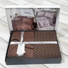 Луксозен спален комплект от памучен сатен, Калисто - Минк