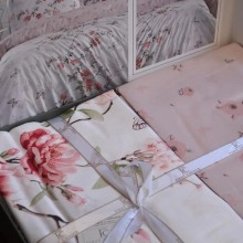 Луксозен спален комплект от памучен сатен, Матилда - Бял
