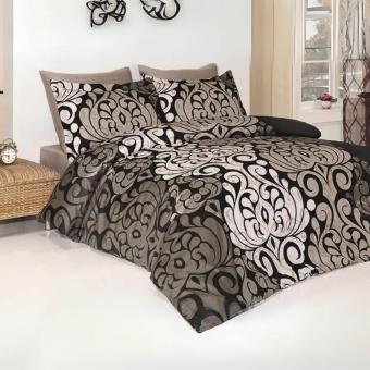 Луксозен спален комплект от памучен сатен, Лаура - Кафяв 