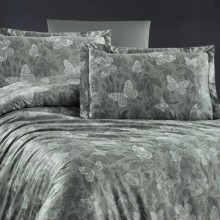 Луксозен спален комплект от памучен сатен, Карли - Лунна мъгла
