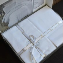 Луксозен спален комплект от памучен сатен, Лоли - Бял
