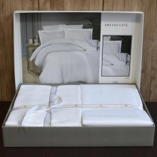 Луксозен спален комплект от памучен сатен, Броуди - Бял