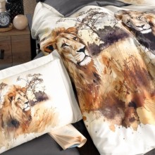 Луксозен спален комплект с дигитален принт от памучен сатен - Лъв