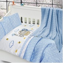 Бебешки спален комплект с одеяло от 100% бамбук, Мави - Кити