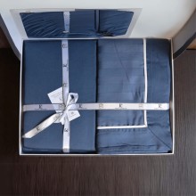 Луксозен спален комплект от делукс сатен, Новел - Деним