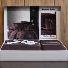 Луксозен спален комплект от делукс сатен, Стели - Шоколад