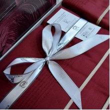 Луксозен спален комплект от делукс сатен, Стели - Тъмно червен