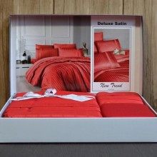 Луксозен спален комплект от делукс сатен, Тренди - Червен