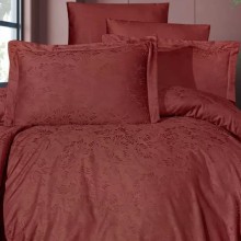Луксозен спален комплект от жакард сатен, Ева - Червен