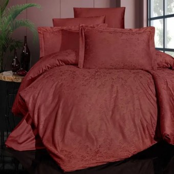Луксозен спален комплект от жакард сатен, Ева - Червен