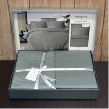 Луксозен спален комплект от жакард сатен, Вили - Тъмно зелен
