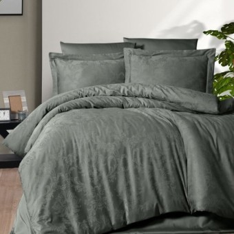 Луксозен спален комплект от жакард сатен, Рони - Платина 