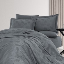Луксозен спален комплект от жакард сатен, Марелда - Тъмно сив