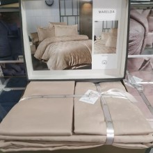Луксозен спален комплект от жакард сатен, Марелда - Капучино