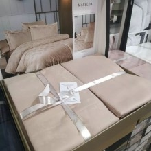 Луксозен спален комплект от жакард сатен, Марелда - Капучино