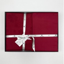 Луксозен спален комплект от жакард сатен, Детелина - Тъмно червен