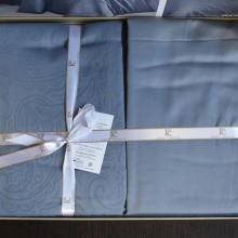 Луксозен спален комплект от жакард сатен, Феодора - Тъмно сив