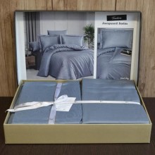Луксозен спален комплект от жакард сатен, Феодора - Тъмно сив