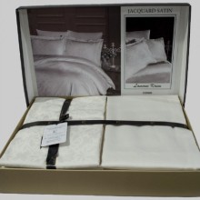 Луксозен спален комплект от жакард сатен, Лиза - Крем