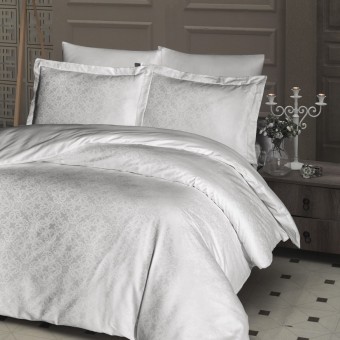 Луксозен спален комплект от жакард сатен, Лиза - Крем