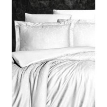 Луксозен спален комплект от жакард сатен, Сара - Бял