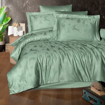Луксозен спален комплект от жакард сатен, Мидас - Зелен