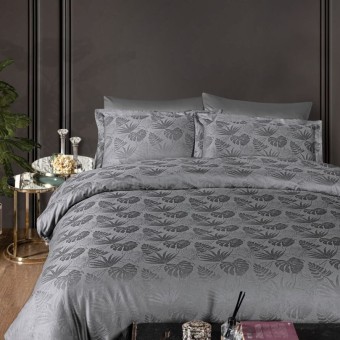 Луксозен спален комплект от жакард сатен, Никол - Сив