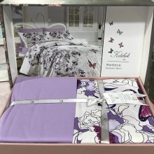 Луксозен спален комплект от ранфорс, Пеперуда - Лила
