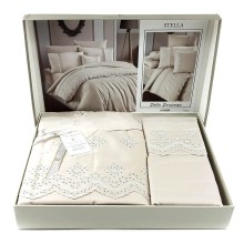 Луксозен спален комплект от ВИП памучен сатен, Стела - Шампанско