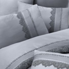 Луксозен спален комплект от ВИП памучен сатен, Марта - Сив