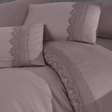 Луксозен спален комплект от ВИП памучен сатен, Марта - Лила