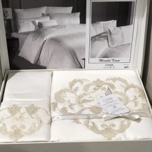 Луксозен спален комплект от ВИП памучен сатен, Мирабел - Крем
