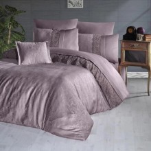 Луксозен спален комплект от ВИП памучен сатен, Флоренца - Лила