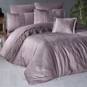 Луксозен спален комплект от ВИП памучен сатен, Флоренца - Лила