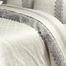 Луксозен спален комплект от ВИП памучен сатен, Латина - Беж