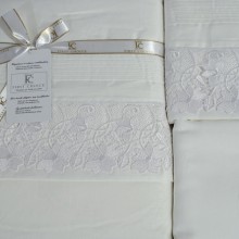 Луксозен спален комплект от ВИП памучен сатен, Бухара - Бял