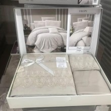 Луксозен спален комплект от ВИП памучен сатен, Капки
