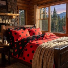 Двулицев спален комплект чаршафи, Точица - Червен Двулицев спален комплект чаршафи, Точица - Червен