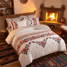 Спален комплект чаршафи - Шевица - Роза