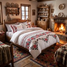 Спален комплект чаршафи - Шевица - Роза