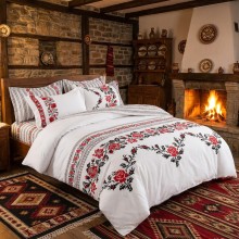 Спален комплект чаршафи - Шевица - Роза