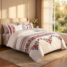 Спален комплект чаршафи - Шевица - Роза